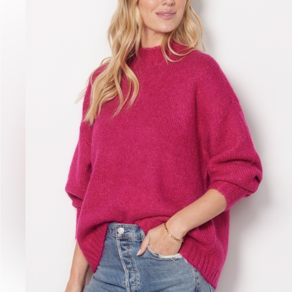 Pistola Carlen Fuschia Pink Alpaca Wool Blend Sweater NWT